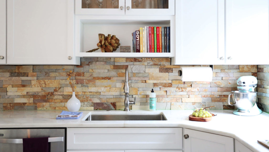 Stacked Stone Kitchen Backsplash